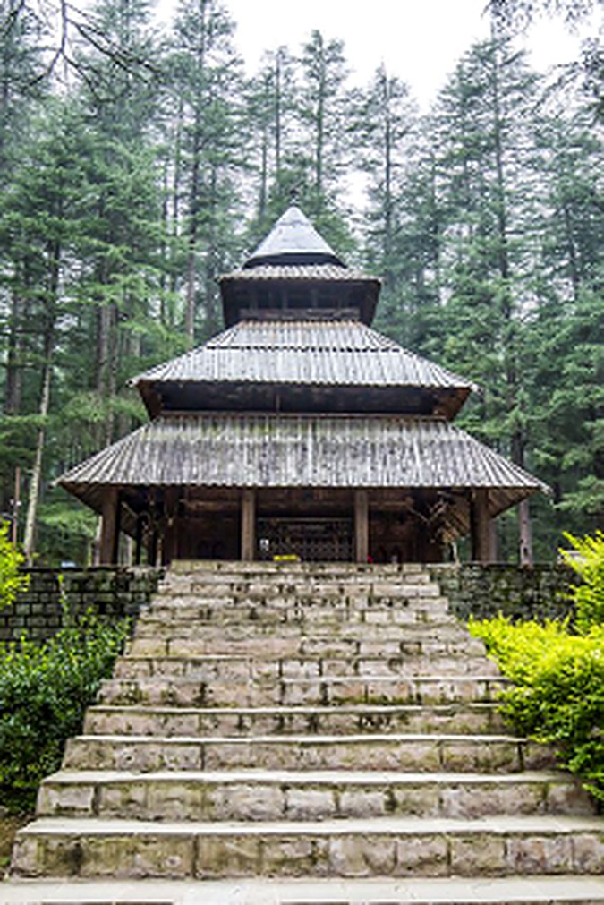 Wooden Hadimba Devi Temple among cedar forests in Manali